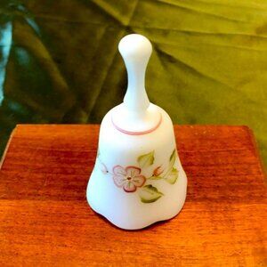 Vintage Fenton Satin Custard Glass Bell Signed by Artist